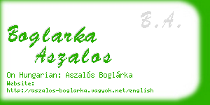 boglarka aszalos business card