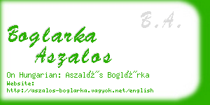 boglarka aszalos business card